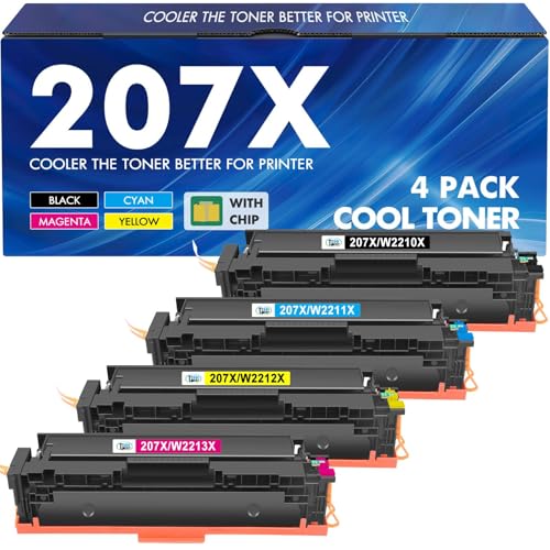 207X 207A MFP M283fdw Toner: Kompatibel für HP 207X 207A Mit Chip für HP Color Laserjet Pro MFP M283fdw Toner Schwarz M255dw M282nw M283fdn M283 M282 M255 W2210A W2210X W2211X W2212X W2213X 4-Pack von Cool Toner