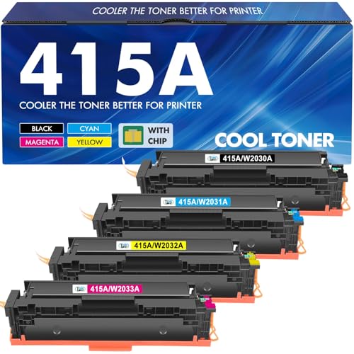 415A 415X Toner: (with Chip) Kompatible Ersatz für HP 415A W2030A W2030X Toner für HP Color Laserjet Pro MFP M479fdw M479dw M479fnw M479fdn M454dn M454dw W2031A W2032A W2033A 4er-Pack von Cool Toner
