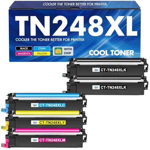 Pack of 5 TN248 TN-248 TN-248XL Toner Compatible with Brother TN248XL TN-248CMYK MFC-L3760CDW DCP-L3560CDW MFC-L3740CDWE MFC-L8390CDW HL-L3240CDW MFC-L3740cdw HL-L322 20cwe DC42P-L3520cdw TN 248XL 248 von Cool Toner
