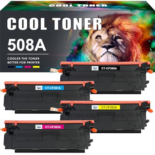 Cool Toner Kompatibel Tonerkartusche als Ersatz für HP 508X 508A CF360X CF361X CF362X CF363X Color Laserjet Enterprise M552dn M553dn M553n M553x M552 M553 MFP M577 (Schwarz Cyan Gelb Magenta,4-Pack) von Cool Toner