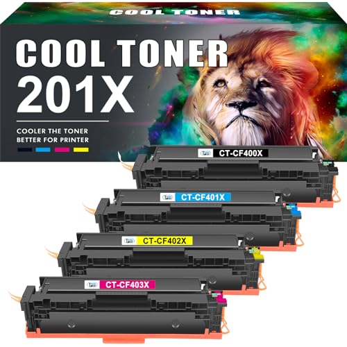 Cool Toner Kompatibel für HP 201X 201A M277dw Color Laserjet Pro MFP CF400X CF400A CF401X CF402X CF403X M252dw M277n M277 277dw M274n (Schwarz Cyan Gelb Magenta, 4er-Pack) von Cool Toner