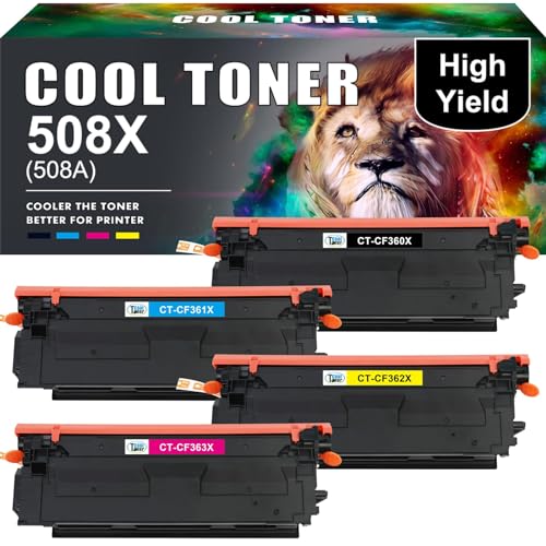 Cool Toner Kompatibel für HP 508X 508A CF360X Color Laserjet Enterprise M553 M552 MFP M577 M552dn M553dn M553n M553x CF360A CF361X CF362X CF363X (Schwarz Cyan Gelb Magenta,4-Pack) von Cool Toner
