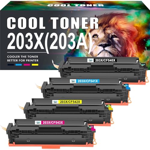 Cool Toner Kompatible Tonerkartusche für HP 203X 203A CF540X CF540A HP Color Laserjet Pro MFP M281fdw M281fdn M280nw M281cdw Laserjet Pro M254dw M254nw M254dn (Schwarz, Cyan, Gelb, Magenta, 4 Stück) von Cool Toner