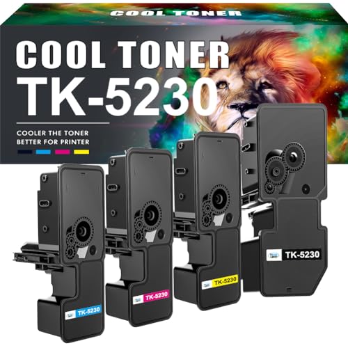 Cool Toner TK5230 Kompatibel für Kyocera Ecosys P5021cdn Toner M5521cdw M5521cdn P5021cdw P5021 M5521 TK-5230K TK-5230 TK-5230C TK-5230Y TK-5230M (Schwarz Cyan Gelb Magenta, 4er-Pack) von Cool Toner