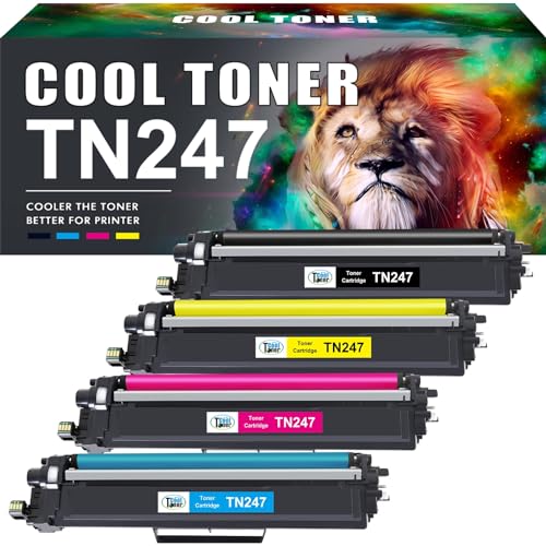 Cool Toner TN247 Kompatibel Toner für Brother MFC L3750CDW TN-243CMYK MFC-L3750CDW DCP-L3550CDW DCP-L3510CDW MFC-L3770CDW HL-L3210CW HL-L3230CDW TN243CMYK TN243 TN247BK TN247C TN247M TN247Y 4er-Pack von Cool Toner