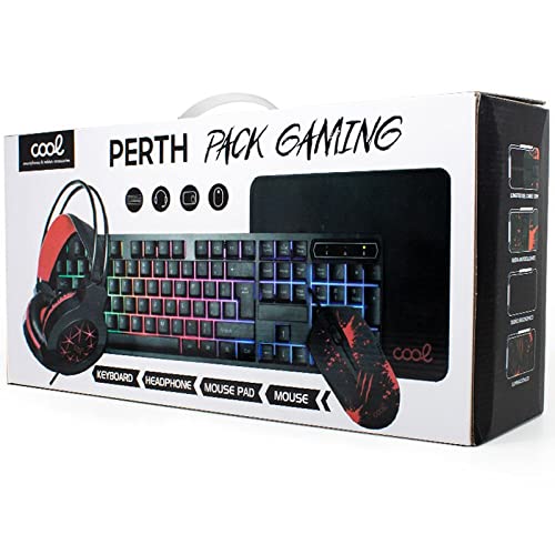 USB-Gaming-Tastatur, Spanisch, Kopfhörer + Maus + Cool Perth von Cool