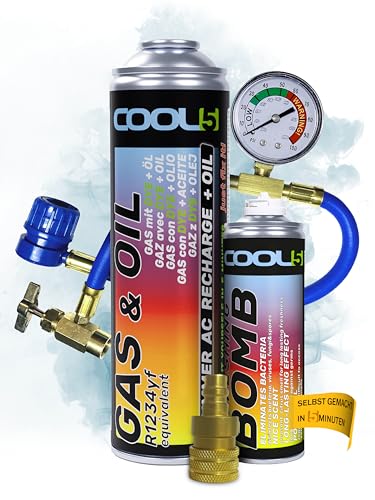 COOL5 2in1 - r1234yf kältemittel nachfüllset mit Öl, für Klimaanlagenbefüllung für Fahrzeuge nach 2016 + Messschlauch + Refresher Bombe + Adapter + Universalreiniger 500ml COOL5 2in1 - r1234yf kältemittel nachfüllset mit Öl, für Klimaanlagenbefüllung für Fahrzeuge nach 2016 + Messschlauch + Refresher Bombe + Adapter + Universalreiniger 500ml von Cool5