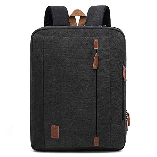 CoolBELL 17,3 Zoll umwandelbar Laptop Tasche/Rucksack Messenger Bag Canvas Umhängetasche Business Backpack Arbeitastasche Mehrzweck Aktentasche Notebooktasche für Laptop/Macbook/Herren(Schwarz) von CoolBELL