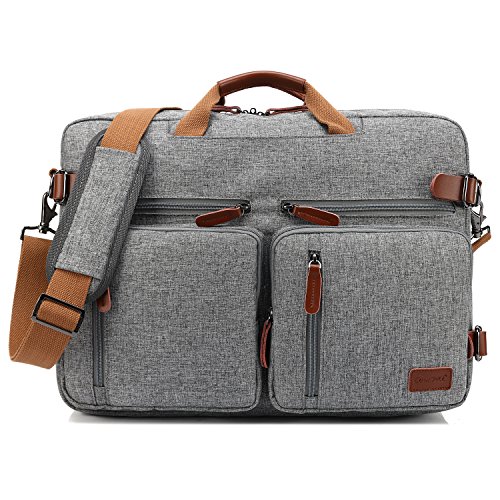 CoolBELL umwandelbar Rucksack Messenger Bag Umhängetasche Tasche Arbeitstasche Handtasche Business Aktentasche Multifunktions Reise Passend für 17,3 Zoll Laptop/Männer/Frauen(Grau) von CoolBELL