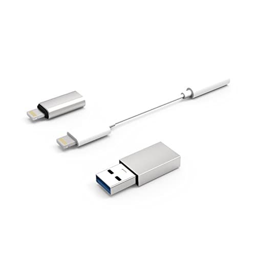 CoolBox COO-CKIT-APPL Konnektivitäts-Set für iPhone/iPad, inkl. Lightning auf 3,5 mm Klinke, Lightning auf USB-C und Lightning zu USB-A für Datenübertragung und Laden von CoolBox