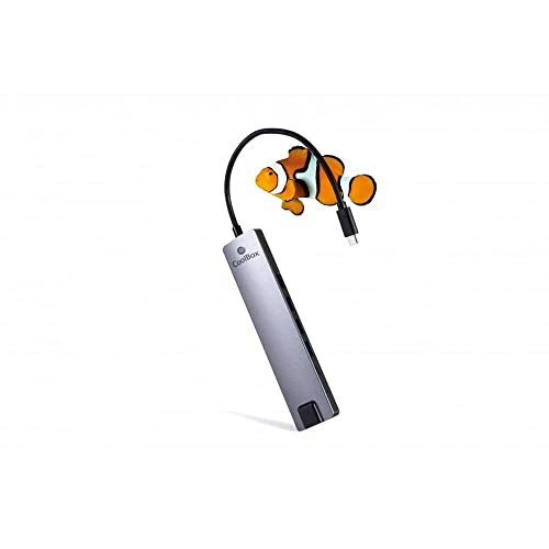 HUB miniDOCK USB_C 9 Port CoolBox: RJ45 Ethernet, HDMI, USB3.0 (3X), microSD, USB-C Daten und USB-C PD. Aluminium, Kabel 190 mm, kompatibel mit Apple MacBook, Chromebook und Ultrabooks von CoolBox