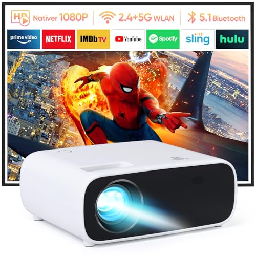 CoolEeve 20000 Lumen Bluetooth Beamer Full HD 1080P Unterstützt, 5G WiFi LED Heimkino Portable Projektor, Kompatibel mit iOS/Android/Laptop/HDMI/PC/TV-Stick/USB CoolEeve 20000 Lumen Bluetooth Beamer Full HD 1080P Unterstützt, 5G WiFi LED Heimkino Portable Projektor, Kompatibel mit iOS/Android/Laptop/HDMI/PC/TV-Stick/USB von CoolEeve