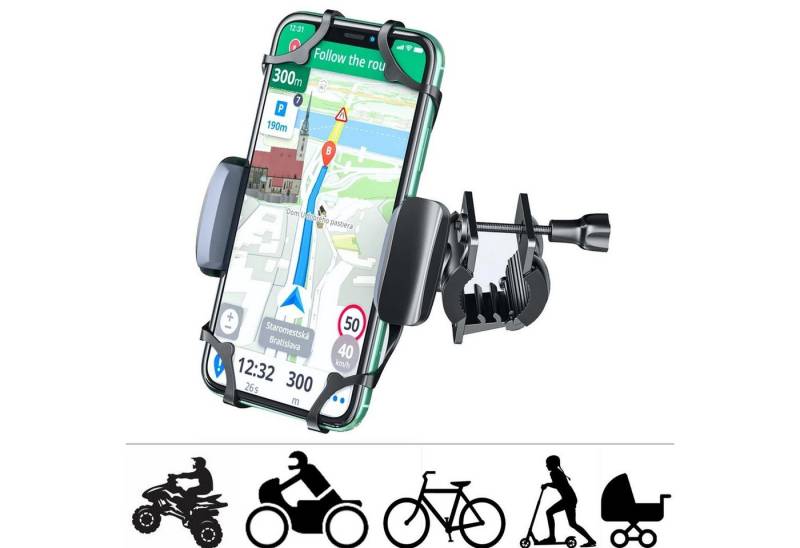 CoolGadget Fahrrad Gummiband Handy-Halterung, (bis 6,5 Zoll, Smartphone Handy Halter für Motorrad Bike Roller Scooter) von CoolGadget