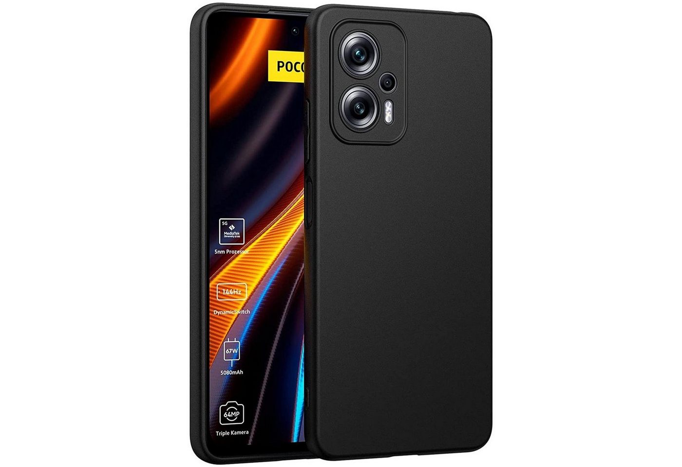 CoolGadget Handyhülle Black Series Handy Hülle für Xiaomi Poco X4 GT 6,6 Zoll, Edle Silikon Schlicht Robust Schutzhülle für Poco X4 GT Hülle von CoolGadget