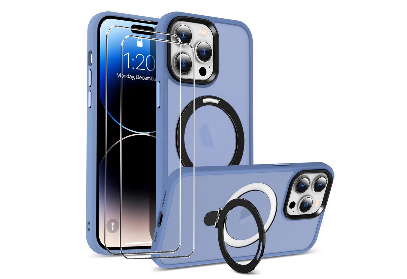 CoolGadget Handyhülle Blau als 2in1 Schutz Cover Set für das Apple iPhone 15 Plus 6,7 Zoll, 2x Glas Display Schutz Folie + 1x TPU Case Hülle für iPhone 15 Plus von CoolGadget