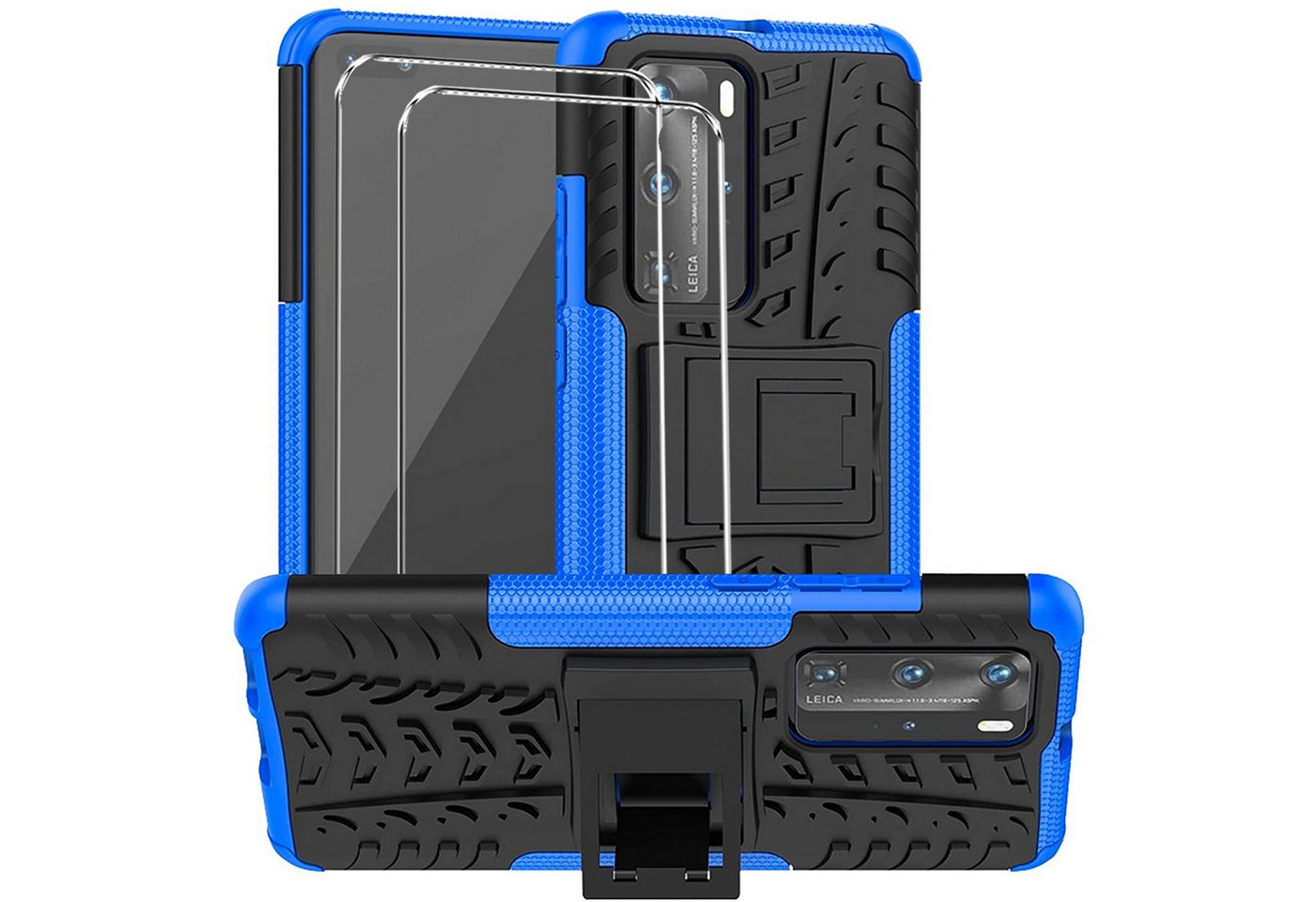 CoolGadget Handyhülle Blau als 2in1 Schutz Cover Set für das Huawei P30 6,1 Zoll, 2x 9H Glas Display Schutz Folie + 1x TPU Case Hülle für P30 von CoolGadget