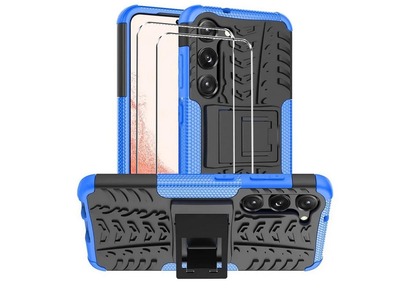 CoolGadget Handyhülle Blau als 2in1 Schutz Cover Set für das Samsung Galaxy A32 5G 6,5 Zoll, 2x Glas Display Schutz Folie + 1x TPU Case Hülle für Galaxy A32 5G von CoolGadget