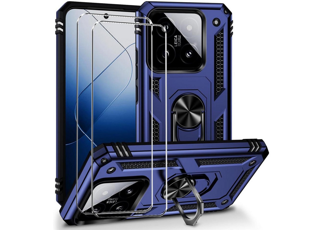 CoolGadget Handyhülle Blau als 2in1 Schutz Cover Set für das Xiaomi Redmi Note 10 / 10S 6,43 Zoll, 2x Glas Display Schutz Folie + 1x Case Hülle für Redmi Note 10 10S von CoolGadget