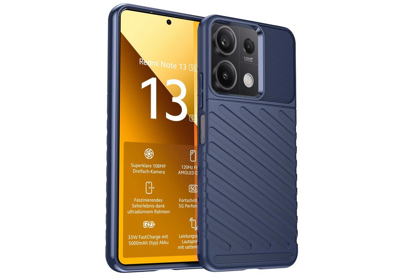 CoolGadget Handyhülle Thunder Hybrid Case für Xiaomi Redmi Note 13 5G 6,67 Zoll, stylische rutschfeste Schutzhülle Handy Hülle für Redmi Note 13 5G CoolGadget Handyhülle Thunder Hybrid Case für Xiaomi Redmi Note 13 5G 6,67 Zoll, stylische rutschfeste Schutzhülle Handy Hülle für Redmi Note 13 5G von CoolGadget