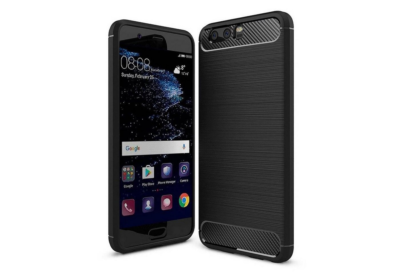 CoolGadget Handyhülle Carbon Handy Hülle für Huawei P10 5,1 Zoll, robuste Telefonhülle Case Schutzhülle für P10 Hülle von CoolGadget