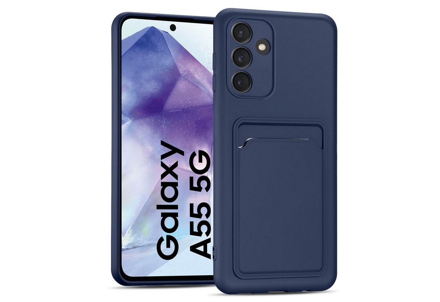 CoolGadget Handyhülle Card Case Handy Tasche für Samsung Galaxy A55 5G 6,6 Zoll, Silikon Slim Schutzhülle mit Kartenfach für Samsung A55 5G Hülle von CoolGadget