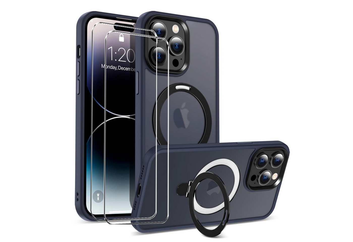 CoolGadget Handyhülle Dunkelblau als 2in1 Schutz Cover Set für das Apple iPhone 14 Pro Max 6,7 Zoll, 2x Glas Display Schutz Folie + 1x TPU Case Hülle für iPhone 14 Pro Max von CoolGadget