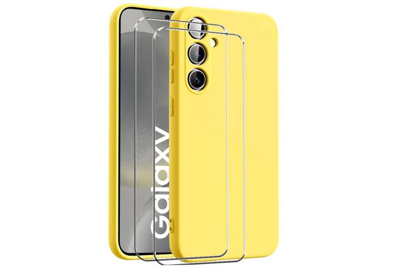 CoolGadget Handyhülle Gelb als 2in1 Schutz Cover Set für das Samsung Galaxy A31 6,4 Zoll, 2x 9H Glas Display Schutz Folie + 1x TPU Case Hülle für Galaxy A31 von CoolGadget