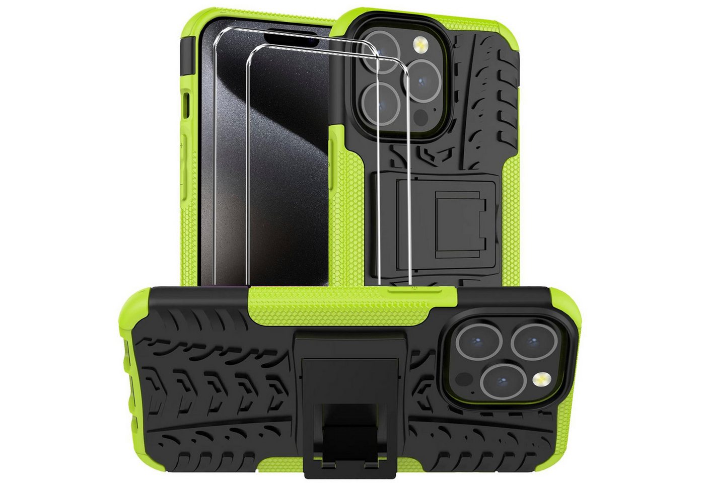 CoolGadget Handyhülle Grün als 2in1 Schutz Cover Set für das Apple iPhone 12 Pro Max 6,7 Zoll, 2x Glas Display Schutz Folie + 1x TPU Case Hülle für iPhone 12 Pro Max von CoolGadget