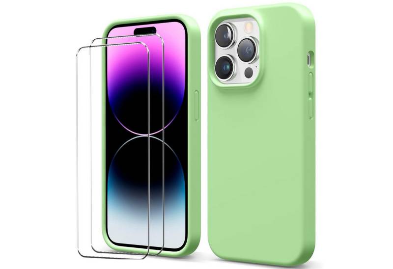 CoolGadget Handyhülle Grün als 2in1 Schutz Cover Set für das Apple iPhone 13 Mini 5,4 Zoll, 2x Glas Display Schutz Folie + 1x TPU Case Hülle für iPhone 13 Mini von CoolGadget