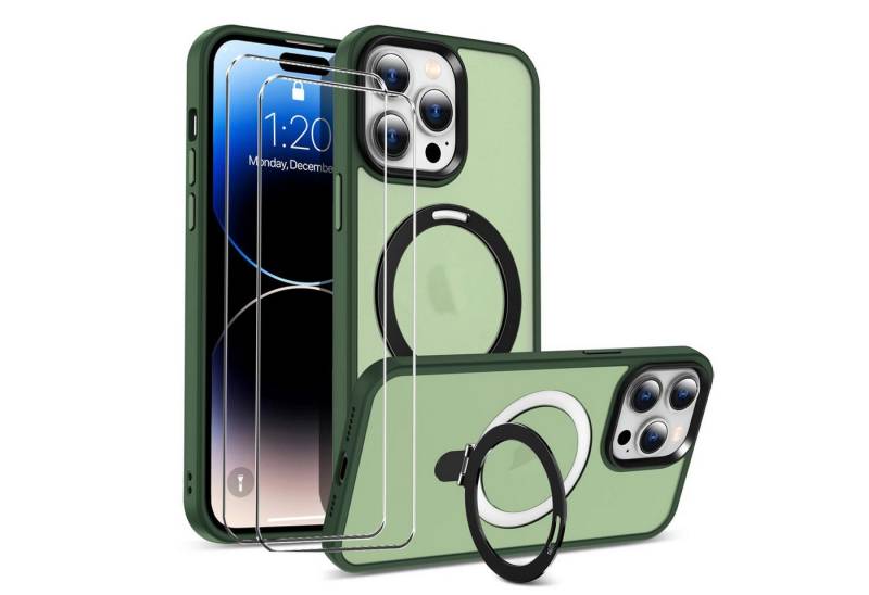 CoolGadget Handyhülle Grün als 2in1 Schutz Cover Set für das Apple iPhone 14 Pro Max 6,7 Zoll, 2x Glas Display Schutz Folie + 1x TPU Case Hülle für iPhone 14 Pro Max von CoolGadget