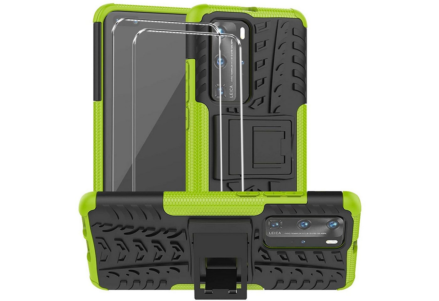 CoolGadget Handyhülle Grün als 2in1 Schutz Cover Set für das Huawei P20 5,8 Zoll, 2x 9H Glas Display Schutz Folie + 1x TPU Case Hülle für P20 von CoolGadget