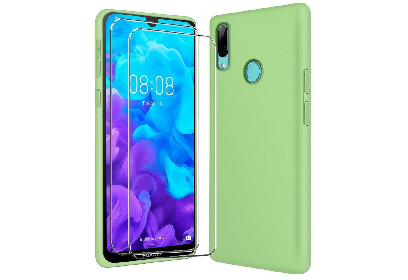 CoolGadget Handyhülle Grün als 2in1 Schutz Cover Set für das Huawei P30 6,1 Zoll, 2x 9H Glas Display Schutz Folie + 1x TPU Case Hülle für P30 von CoolGadget