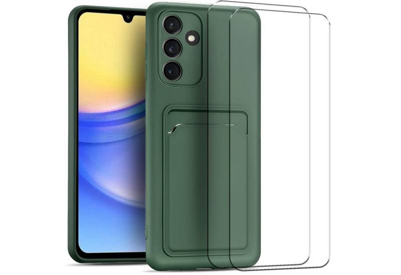 CoolGadget Handyhülle Grün als 2in1 Schutz Cover Set für das Samsung Galaxy A02s 6,5 Zoll, 2x Glas Display Schutz Folie + 1x TPU Case Hülle für Galaxy A02s von CoolGadget