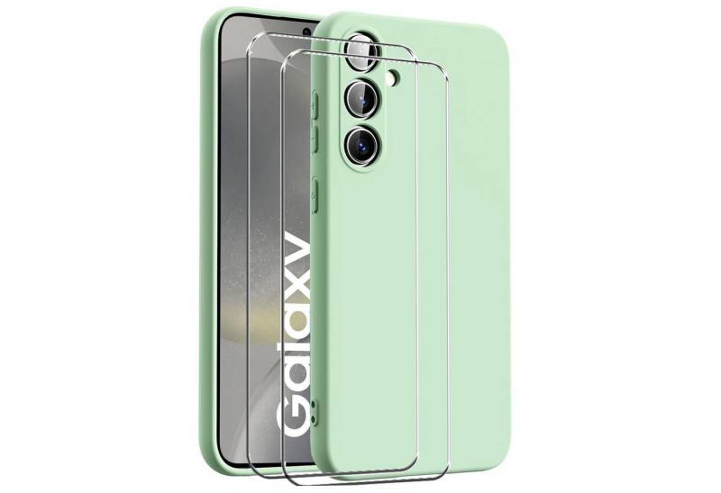 CoolGadget Handyhülle Grün als 2in1 Schutz Cover Set für das Samsung Galaxy A35 5G 6,5 Zoll, 2x Glas Display Schutz Folie + 1x TPU Case Hülle für Galaxy A35 5G von CoolGadget