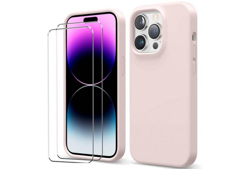 CoolGadget Handyhülle Rosa als 2in1 Schutz Cover Set für das Apple iPhone 13 6,1 Zoll, 2x 9H Glas Display Schutz Folie + 1x TPU Case Hülle für iPhone 13 von CoolGadget