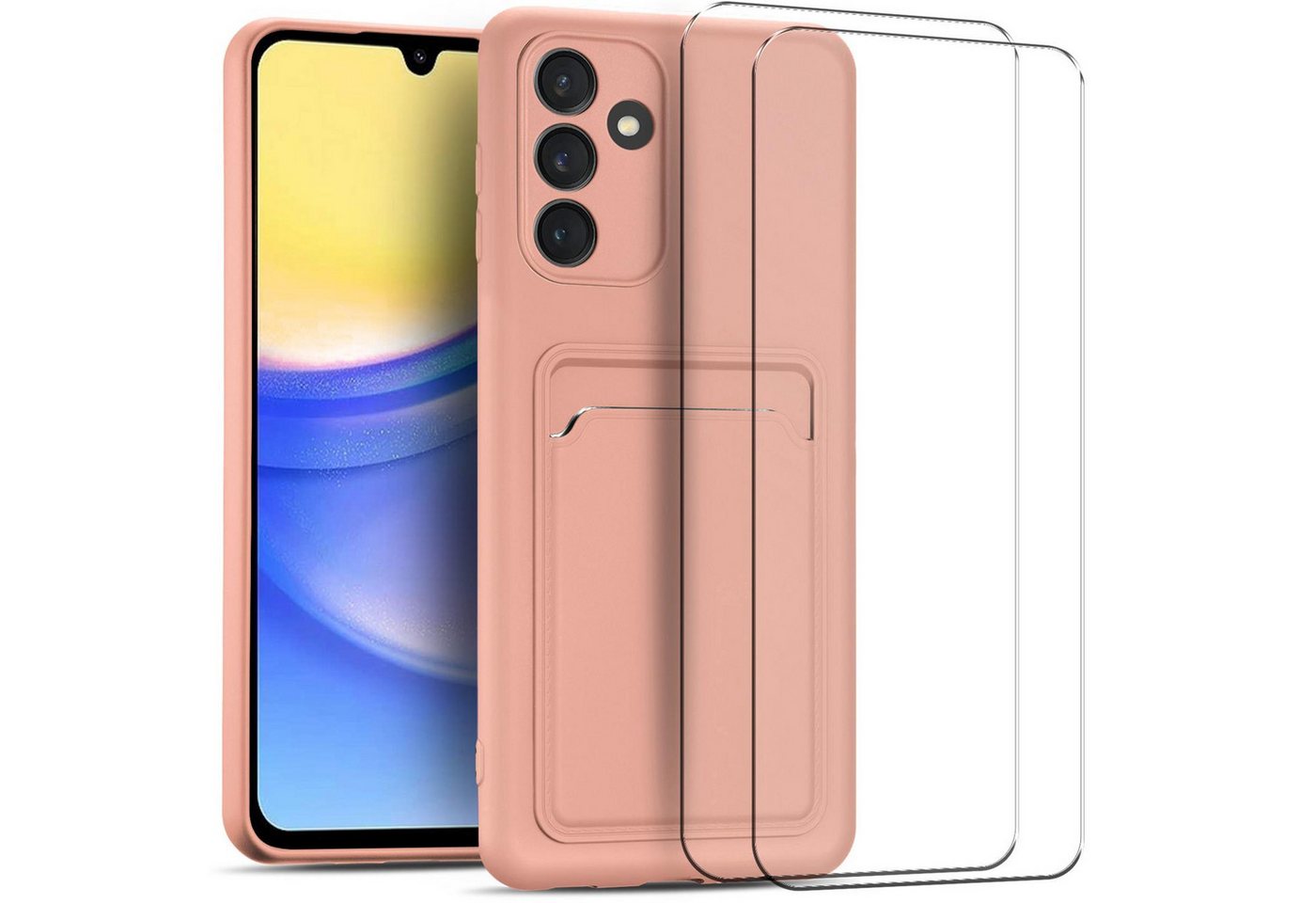 CoolGadget Handyhülle Rosa als 2in1 Schutz Cover Set für das Samsung Galaxy A42 5G 6,6 Zoll, 2x Glas Display Schutz Folie + 1x TPU Case Hülle für Galaxy A42 5G von CoolGadget