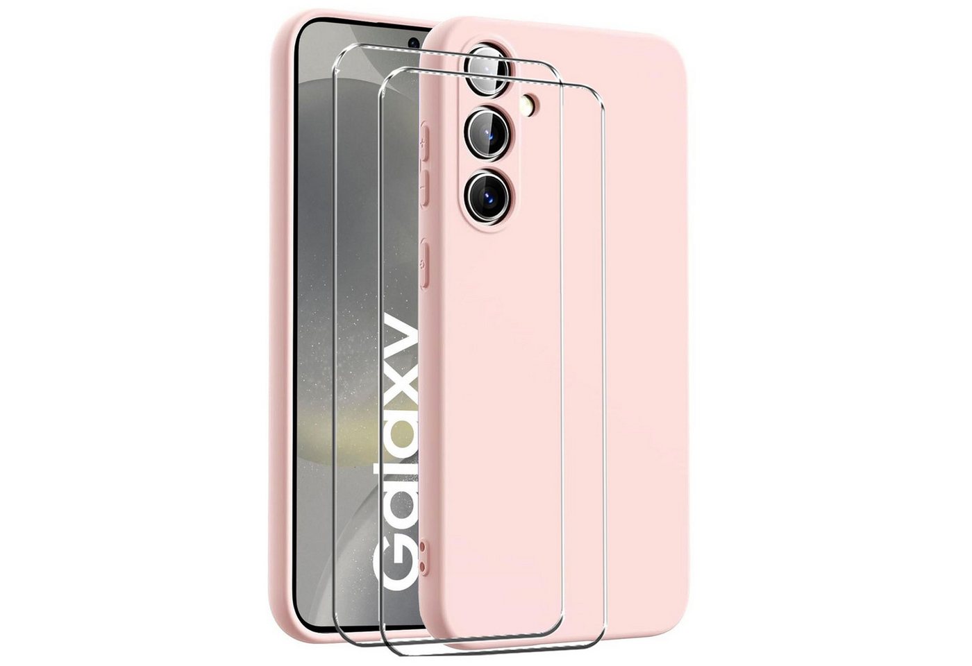 CoolGadget Handyhülle Rosa als 2in1 Schutz Cover Set für das Samsung Galaxy S22 6,1 Zoll, 2x 9H Glas Display Schutz Folie + 1x TPU Case Hülle für Galaxy S22 von CoolGadget