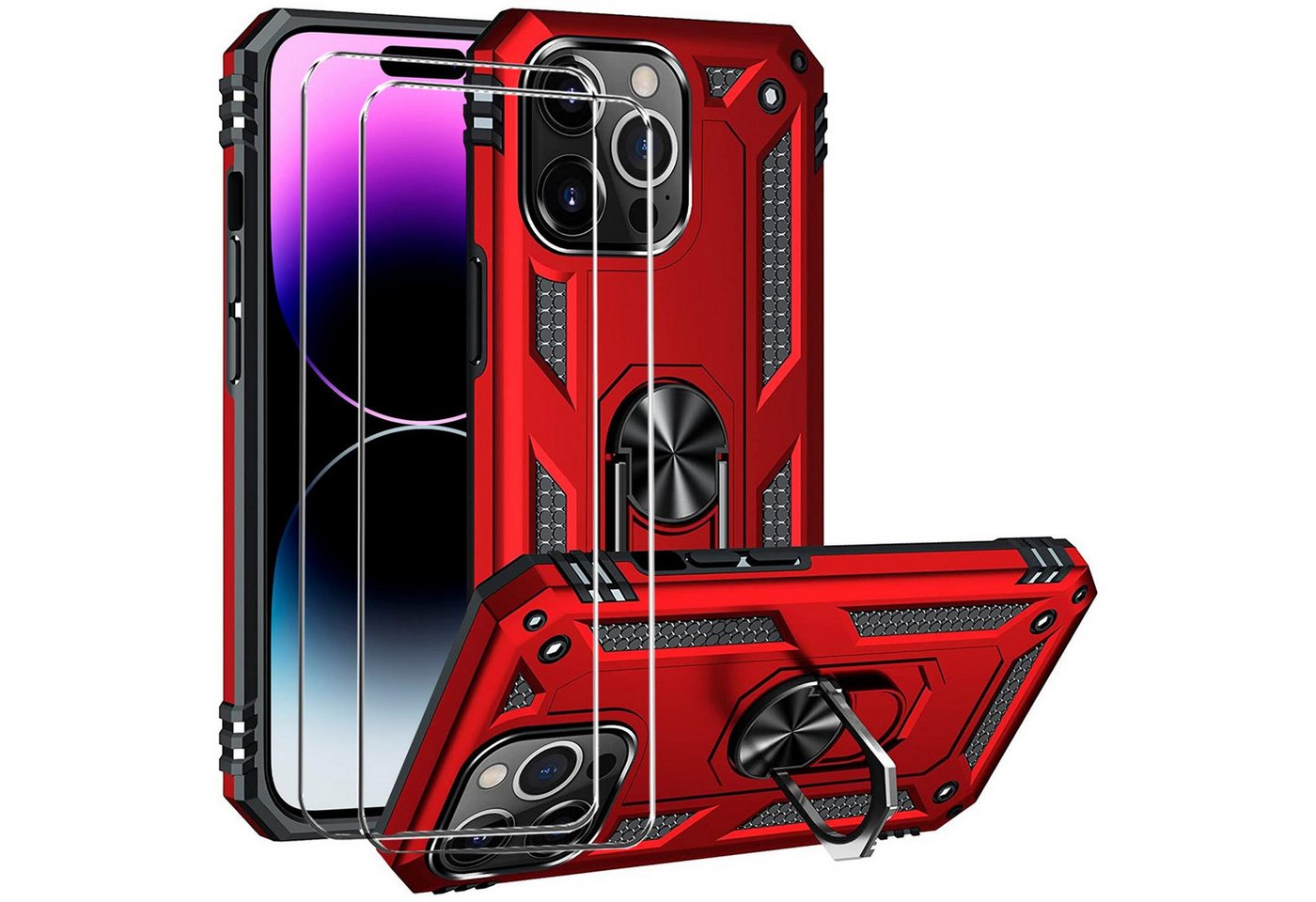 CoolGadget Handyhülle Rot als 2in1 Schutz Cover Set für das Apple iPhone 12 Mini 5,4 Zoll, 2x Glas Display Schutz Folie + 1x TPU Case Hülle für iPhone 12 Mini von CoolGadget