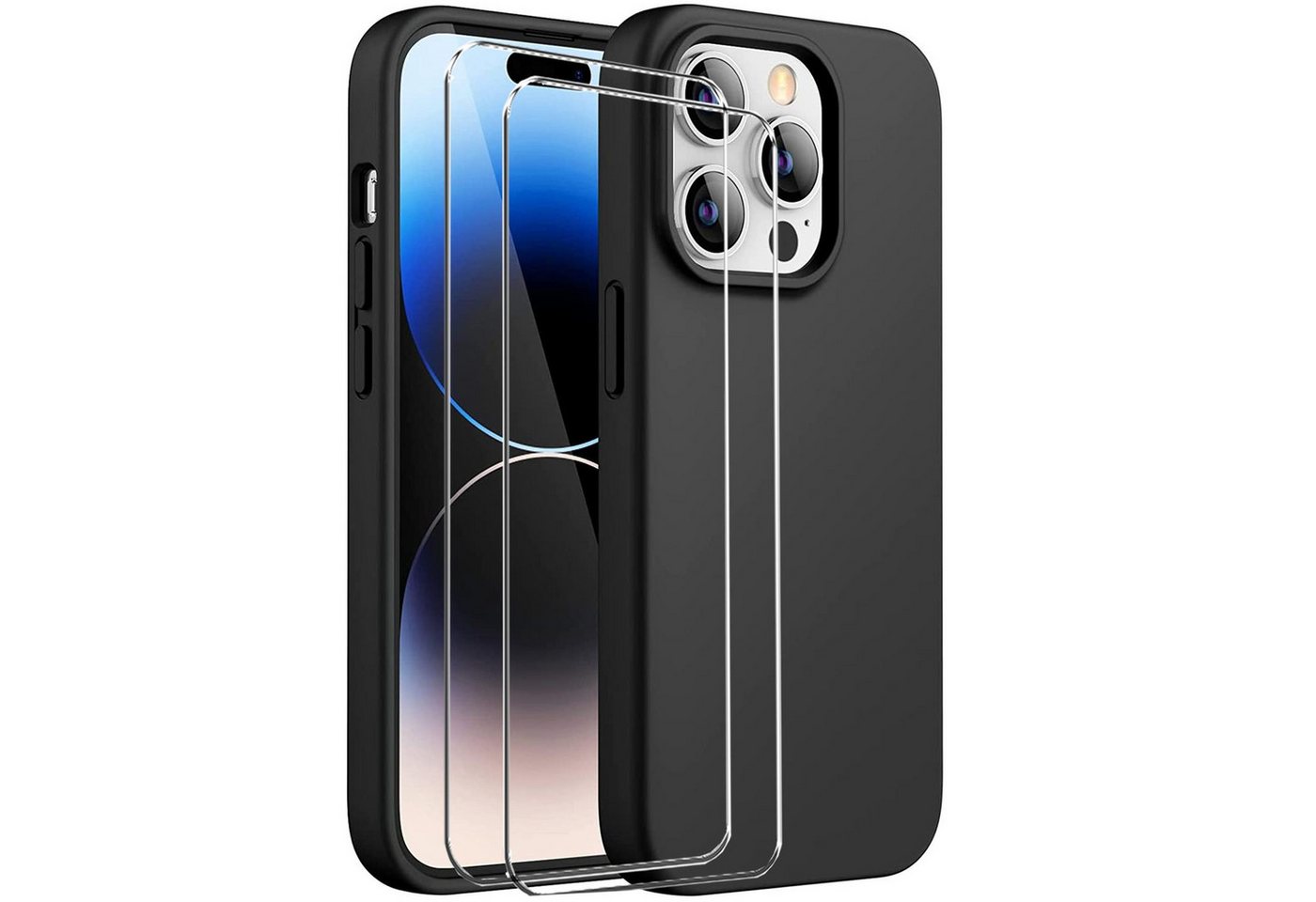 CoolGadget Handyhülle Schwarz als 2in1 Schutz Cover Set für das Apple iPhone 11 Pro 5,8 Zoll, 2x Glas Display Schutz Folie + 1x TPU Case Hülle für iPhone 11 Pro von CoolGadget