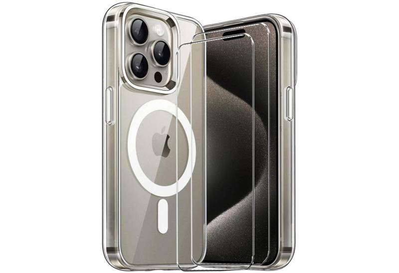 CoolGadget Handyhülle Transparent als 2in1 Schutz Cover Set für das Apple iPhone 13 Pro Max 6,7 Zoll, 2x Glas Display Schutz Folie + 1x TPU Case Hülle für iPhone 13 Pro Max von CoolGadget