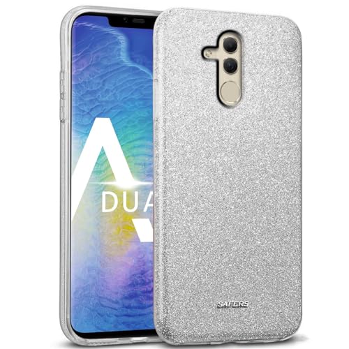 CoolGadget Huawei Mate 20 Lite Glitzerhülle - Durchsichtiges Hard-TPU Bumper Case, Stoßfeste Handyhülle, Funkelndes Design, Silber von CoolGadget