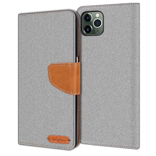 CoolGadget Hülle kompatibel mit iPhone 11 Pro Max Tasche, 360 Grad Schutz stabiles Klappetui aus langlebigen Textil, iPhone 11 Pro Max Schutz Tasche - Grau von CoolGadget