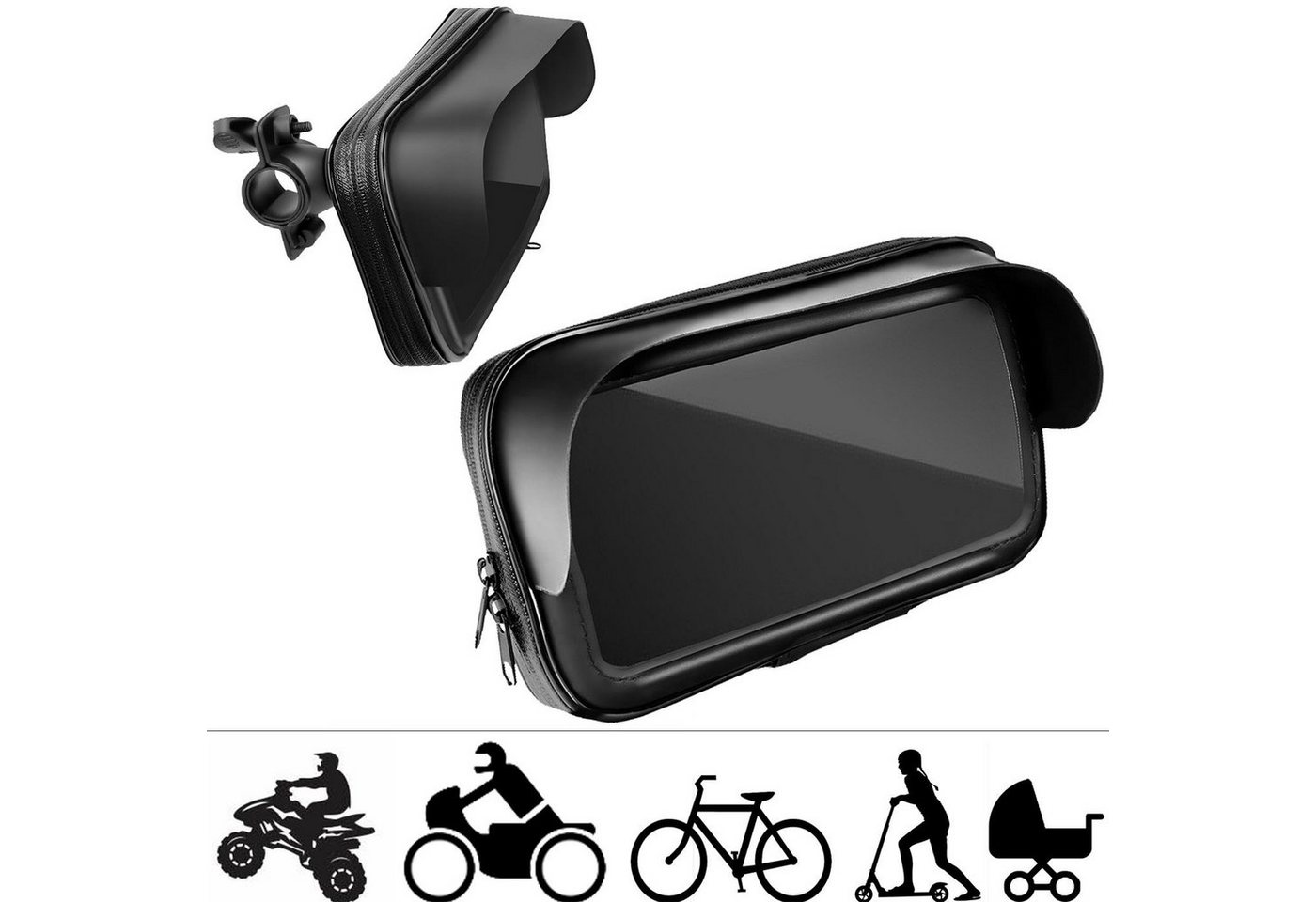 CoolGadget Lenker Tasche Handy-Halterung, (bis 6,3 Zoll, Smartphone Handy Halter für Motorrad Bike Roller Scooter) von CoolGadget