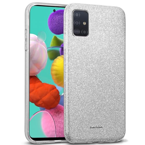 CoolGadget Samsung Galaxy A71 Glitzerhülle - Durchsichtiges Hard-TPU Bumper Case, Stoßfeste Handyhülle, Funkelndes Design, Silber von CoolGadget