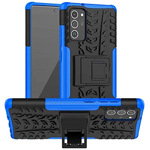 CoolGadget Samsung Galaxy Note 20 Hybrid Outdoor Hülle – Stoßfestes Panzer Case mit Ständer, Strapazierfähige TPU & PC Schale, Blau von CoolGadget