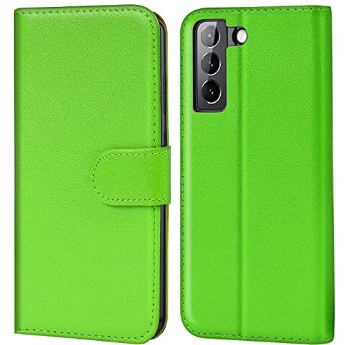 CoolGadget Samsung Galaxy S21 FE PU-Leder Wallet - Robuste Klapphülle mit Karten- & Geldfach, Standfunktion, Elegantes Design, Grün von CoolGadget