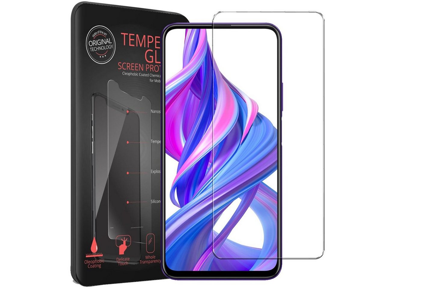 CoolGadget Schutzfolie Panzerfolie für Honor 9X Pro, (9H Härtegrad, 2x Schutzglas, 1xReinigungset), Displayfolie Panzer Schutzfolie 2 Stück für Honor 9X Pro Glas Folie von CoolGadget