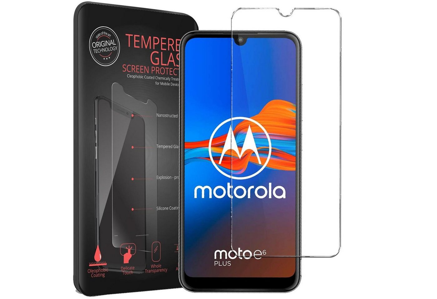 CoolGadget Schutzfolie Panzerfolie für Motorola Moto E6 Plus, (9H Härtegrad, 2x Schutzglas, 1xReinigungset), Displayfolie Panzer Schutzfolie 2 Stück für Motorola E6 Plus Glasfolie von CoolGadget
