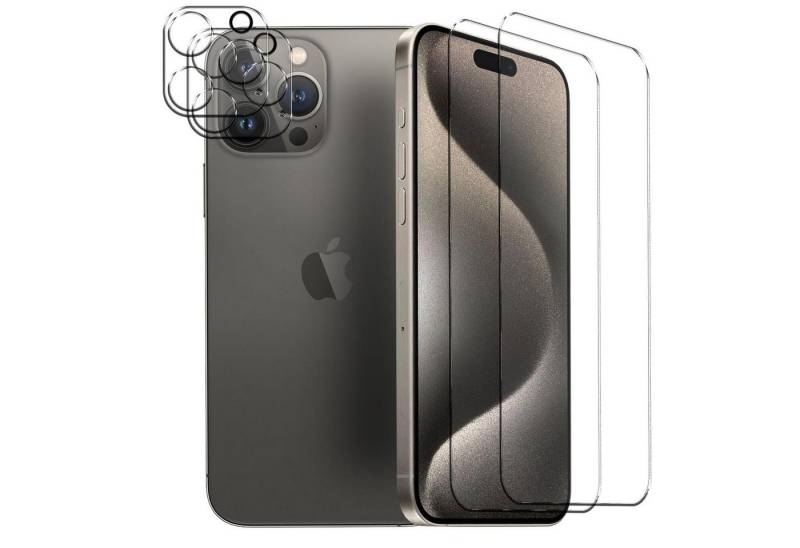 CoolGadget Schutzfolie Panzerfolie für iPhone 15 Pro, (Spar-Set 4in1, 2x Displayschutz, 2x Kameraschutz), Panzerglas Schutzfolie für Apple iPhone 15 Pro Folie von CoolGadget