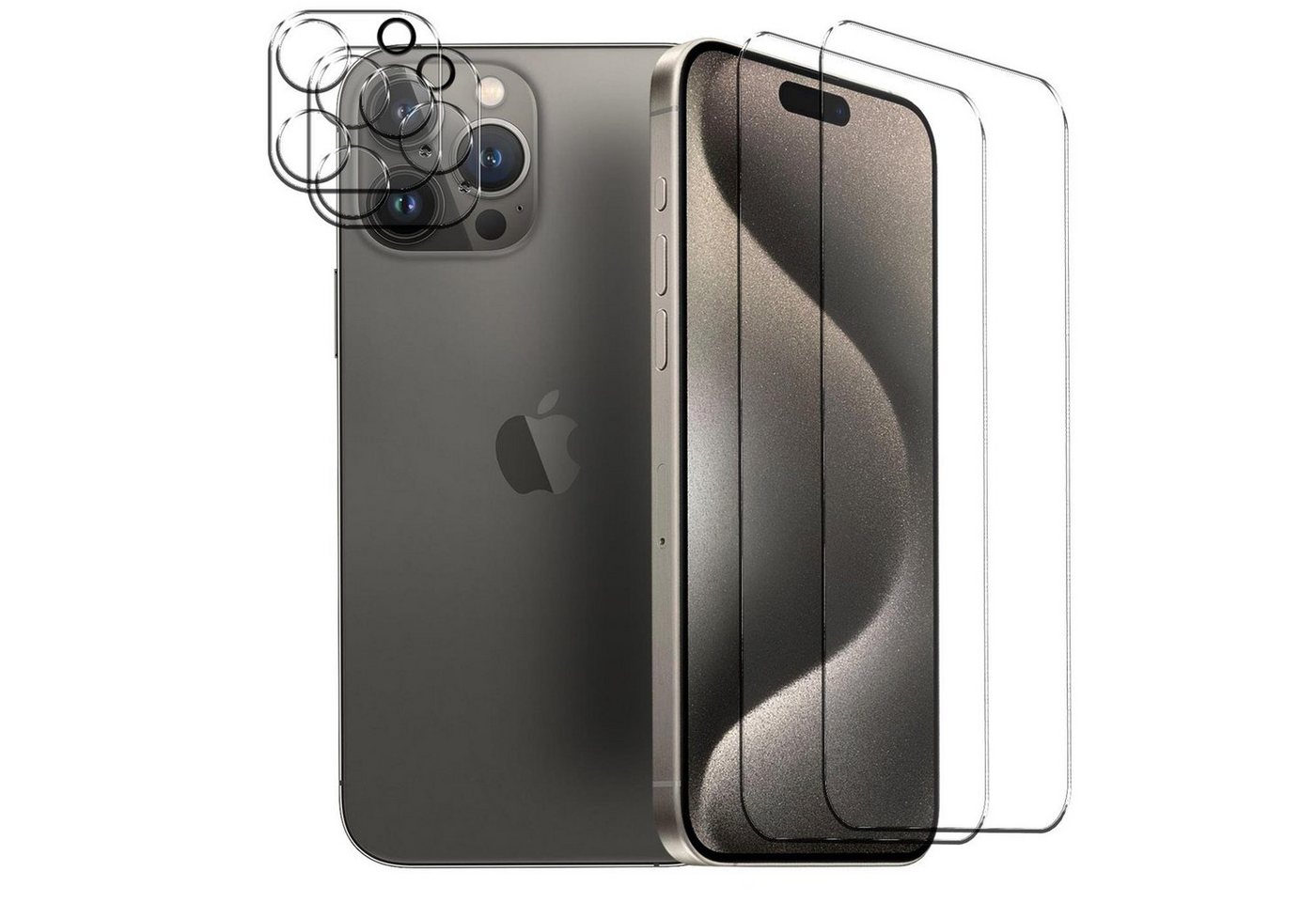 CoolGadget Schutzfolie Panzerfolie für iPhone 15 Pro Max, (Spar-Set 4in1, 2x Displayschutz, 2x Kameraschutz), Panzerglas Schutzfolie für Apple iPhone 15 Pro Max Folie von CoolGadget